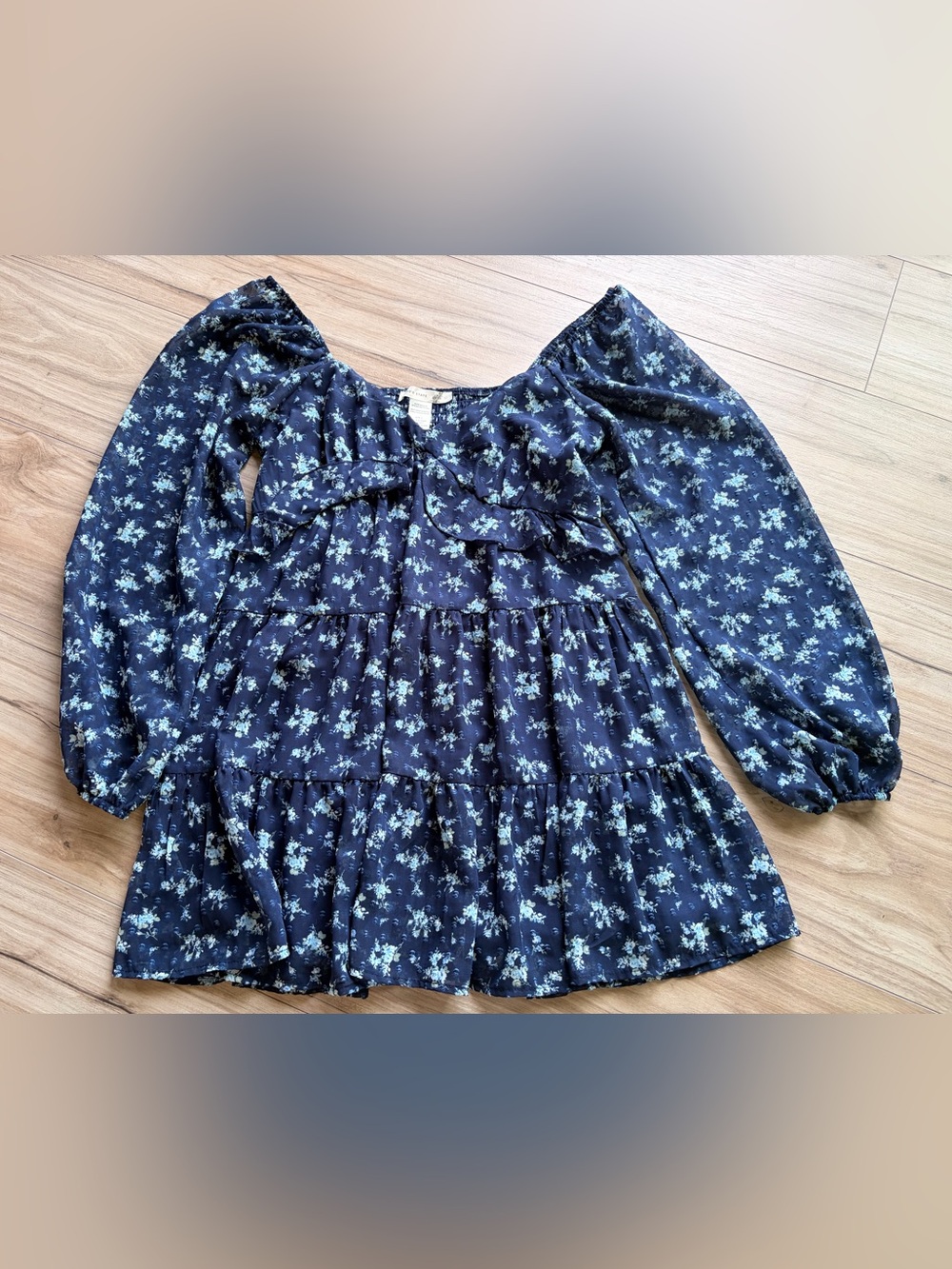 Altar’d State Blue Floral Babydoll Mini Dress Size Large